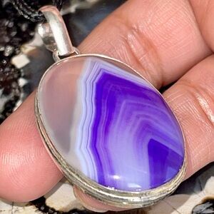 Botswana Purple Lace Agate Pendant 2”